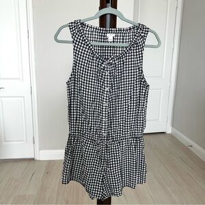 J.Crew Black and White Gingham Sleeveless Romper